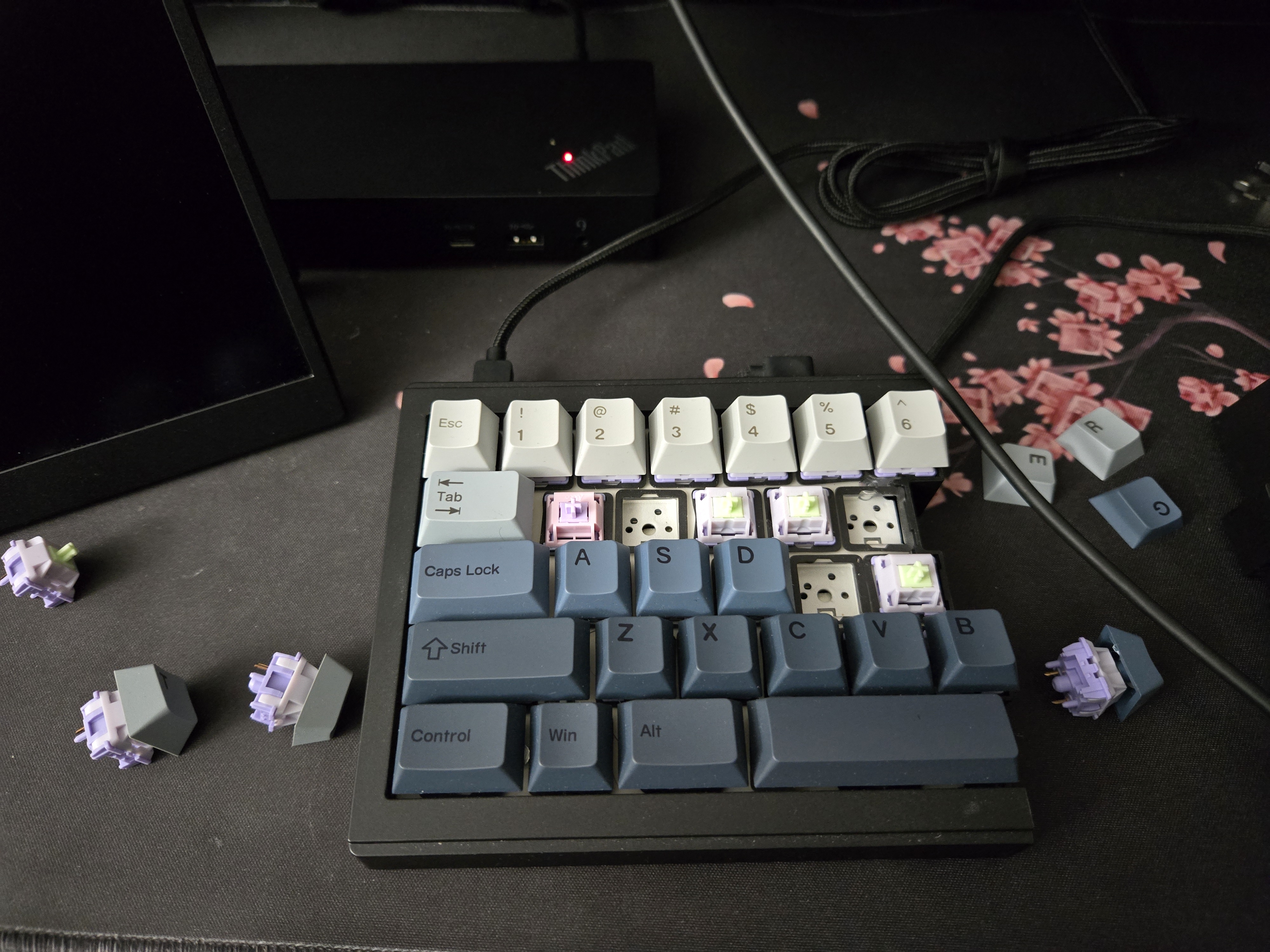 Close-up of AKKO V3 Fairy switches and old switches
