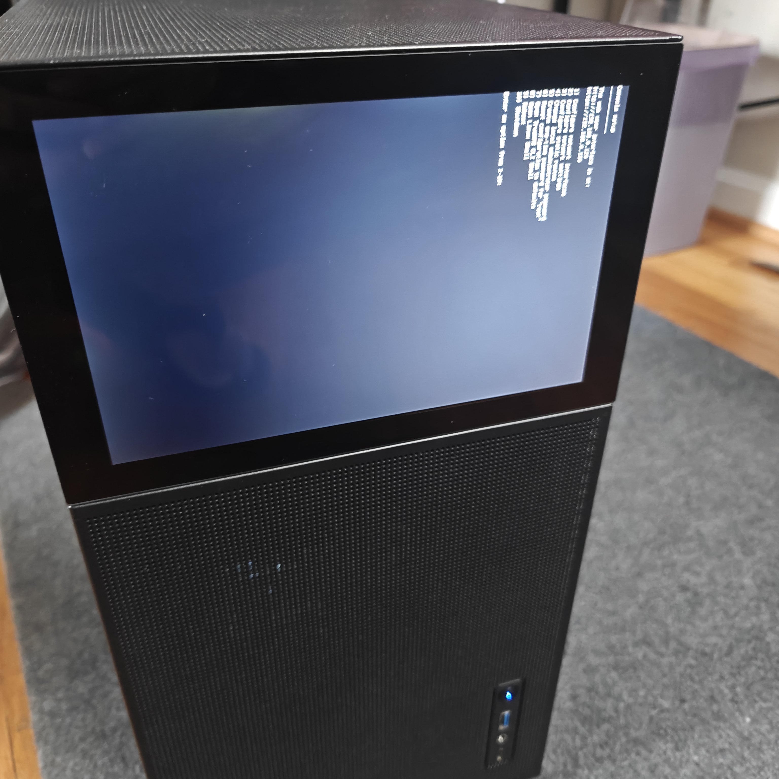 TrueNAS command line menu on the case screen