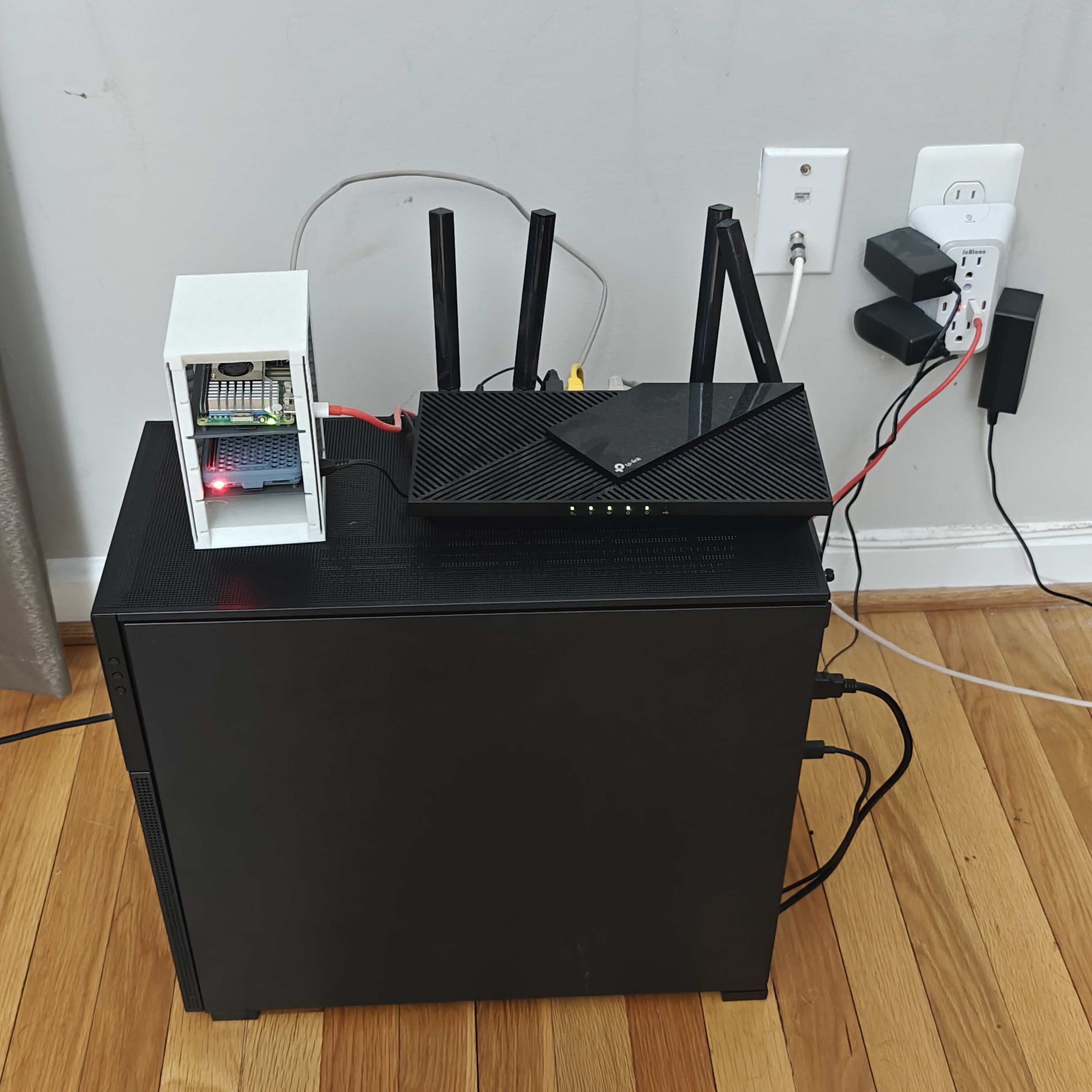Server, router, and Pi cluster
