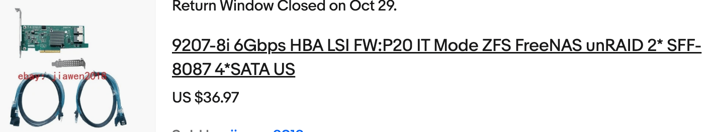 HBA card and cables